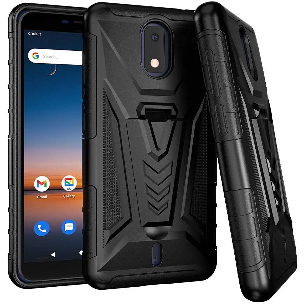 Cricket Debut 4G Rome Tech Dual-Layer Holster Case w/Kickstand, Black Cricket Debut 4G Rome Tech Dual-Layer Holster Case w/Kickstand, Black