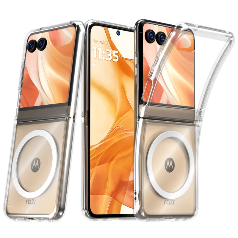 Cases For Motorola Razr 60 / Razr 2025 Case With Ring, Hard PC Luxury Pu Leather Shockproof Protective Phone Cover Compatible Motorola Razr 60 Razr 2025 Orange