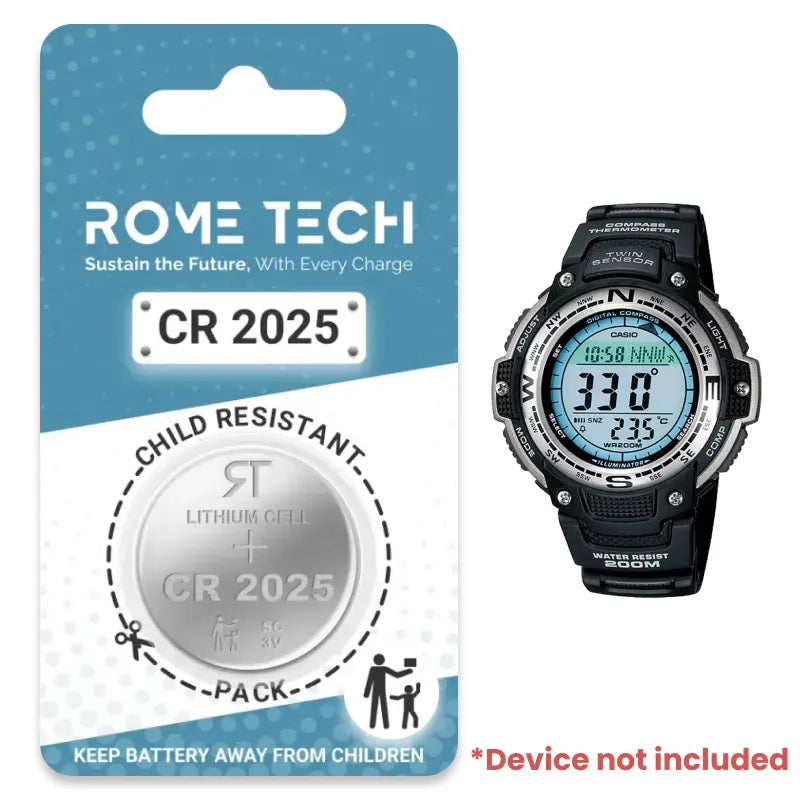 Replacement Battery for CASIO SGW100 1V Watch Rome Tech