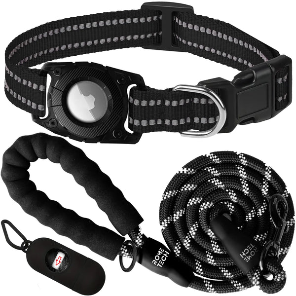 Airtag Dog Collar Holder Waterproof - 4 in 1 Set Dog Leash with Poop Bag Holder