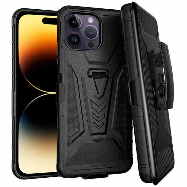 Apple iPhone 14 Pro Dual-Layer Holster Case with Kickstand