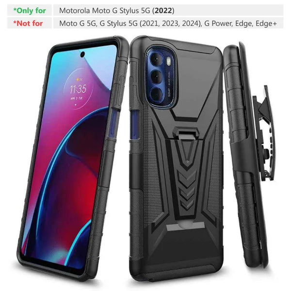 Motorola Moto G Stylus 5G (2022) Dual-Layer Holster Case Kickstand