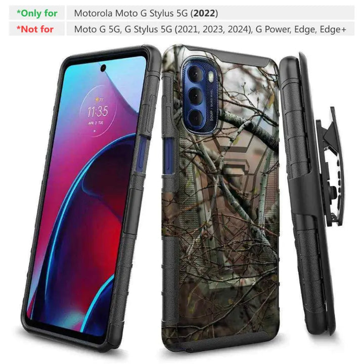 ✩ Motorola Moto G Stylus 5G (2022) Dual-Layer Holster Case