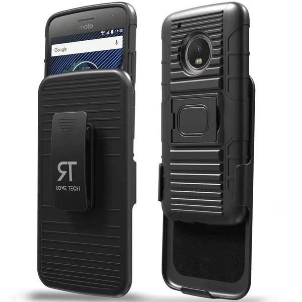 Motorola Moto G5 Plus Dual-Layer Holster Case with Kickstand