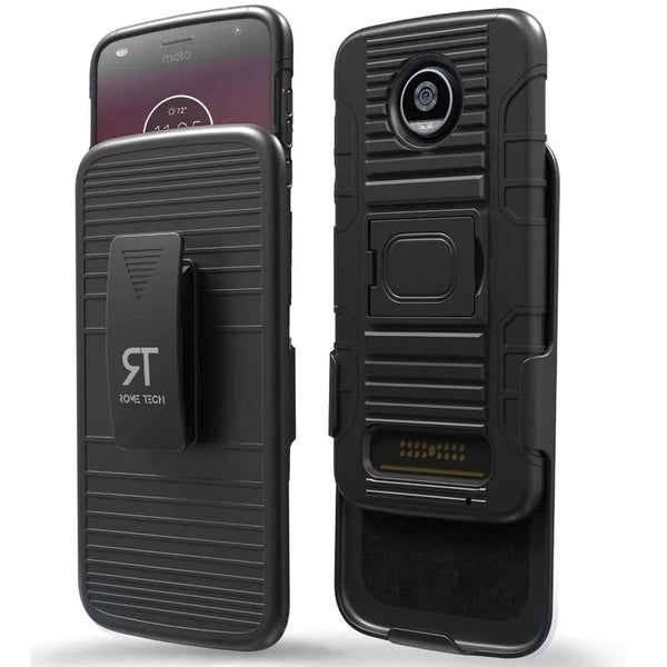 Motorola Moto Z2 Play Dual-Layer Holster Case with Kickstand