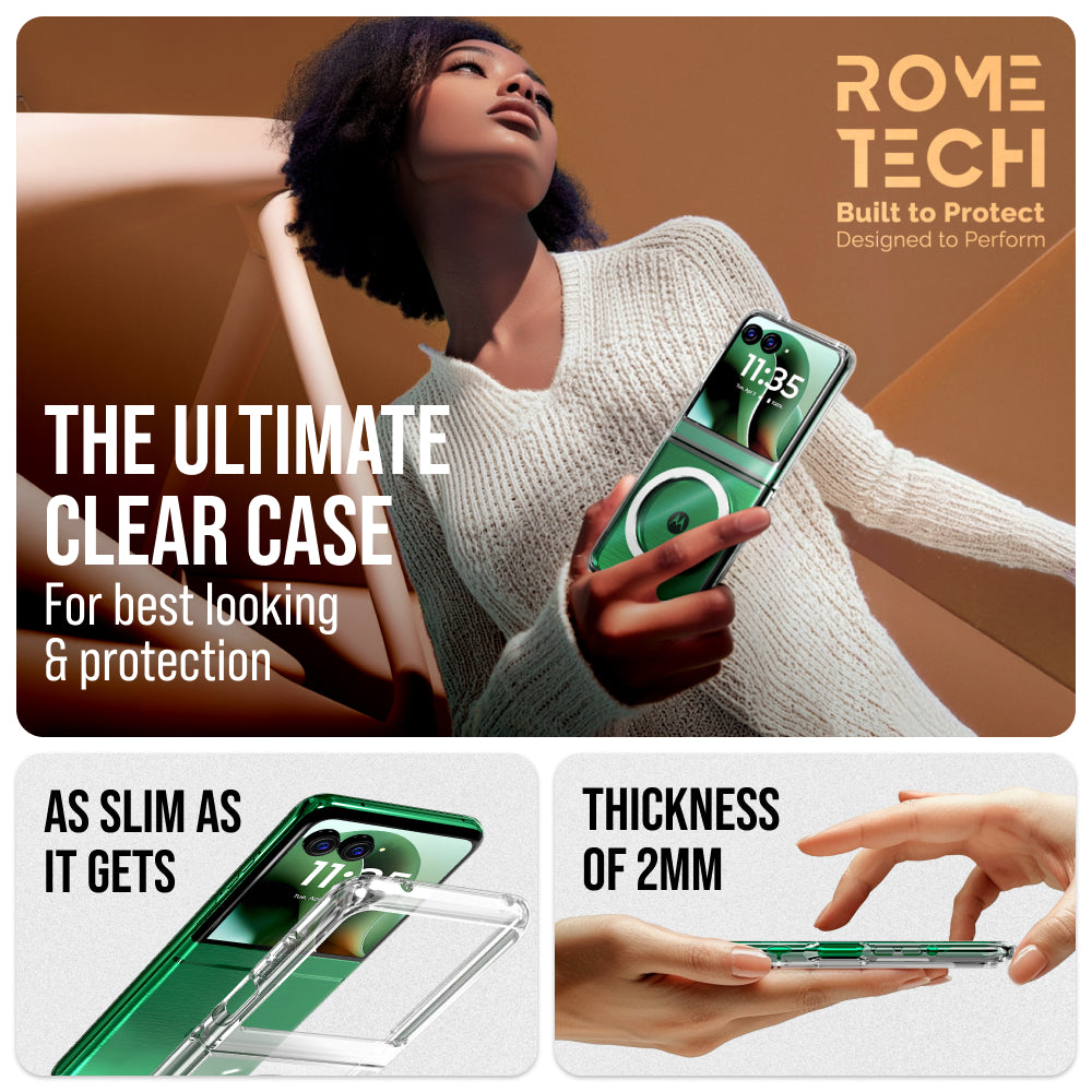 Motorola Razr 60 (2025) Hybrid Shockproof Clear Slim Acrylic Case Cove ...