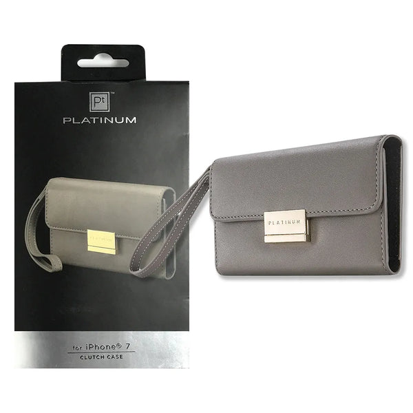 Platinum Clutch Wallet card slots wrislet Case for Apple iPhone 7 4.7- Gray