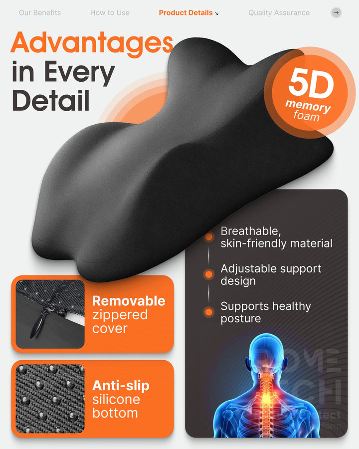 Memory Foam Ergonomic Wedge Pillow – Prone Support Orthopedic Pillow f ...