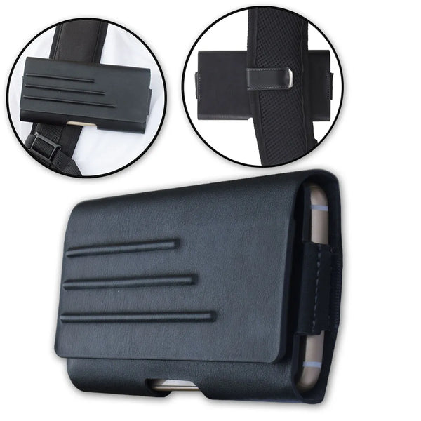 Universal Leather Pouch for Large Phones 6.2 x 3.3 x 1.4 - Black