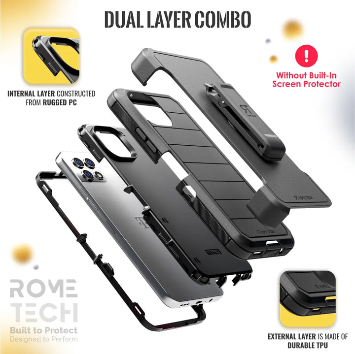 Rome Tech for T-Mobile REVVL 7 5G (2024) Case with Belt Clip Holster & Kickstand, Dual-Layer Shockproof Case Rome Tech for T-Mobile REVVL 7 5G (2024) Case with Belt Clip Holster & Kickstand, Dual-Layer Shockproof Case