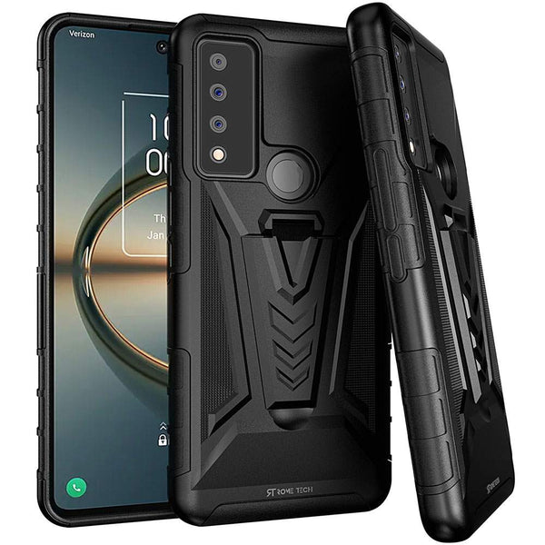 TCL 30 V 5G Dual-Layer Holster Case with Kickstand