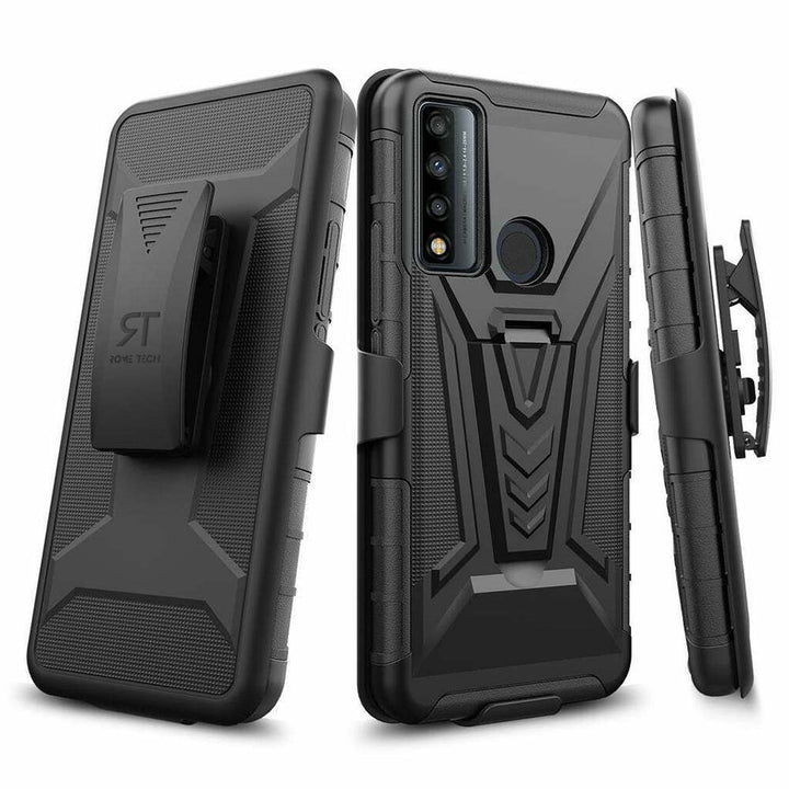 TCL 4X 5G Dual-Layer Holster Case with Kickstand