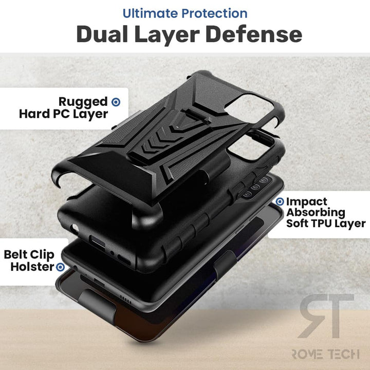 TCL A3 / TCL A30 / TCL Ion Z Dual-Layer Holster Case Kickstand – Rome Tech