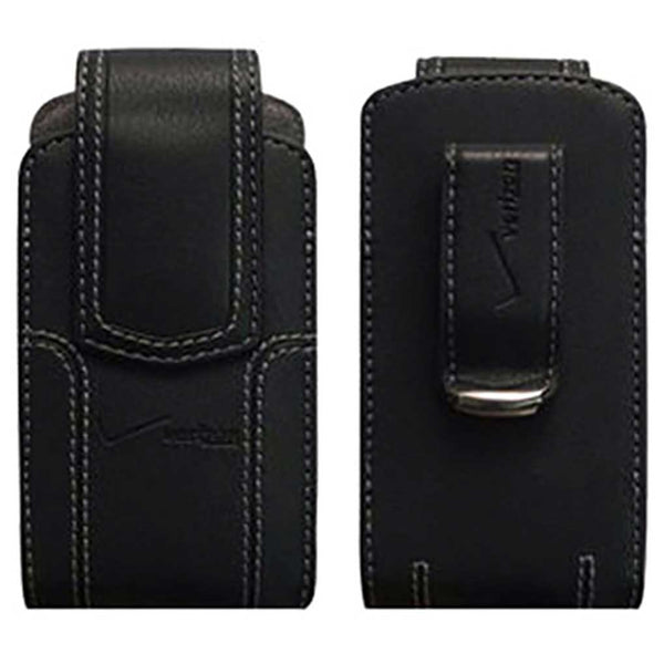 Verizon Universal Leather Pouch Case with Clip - Black